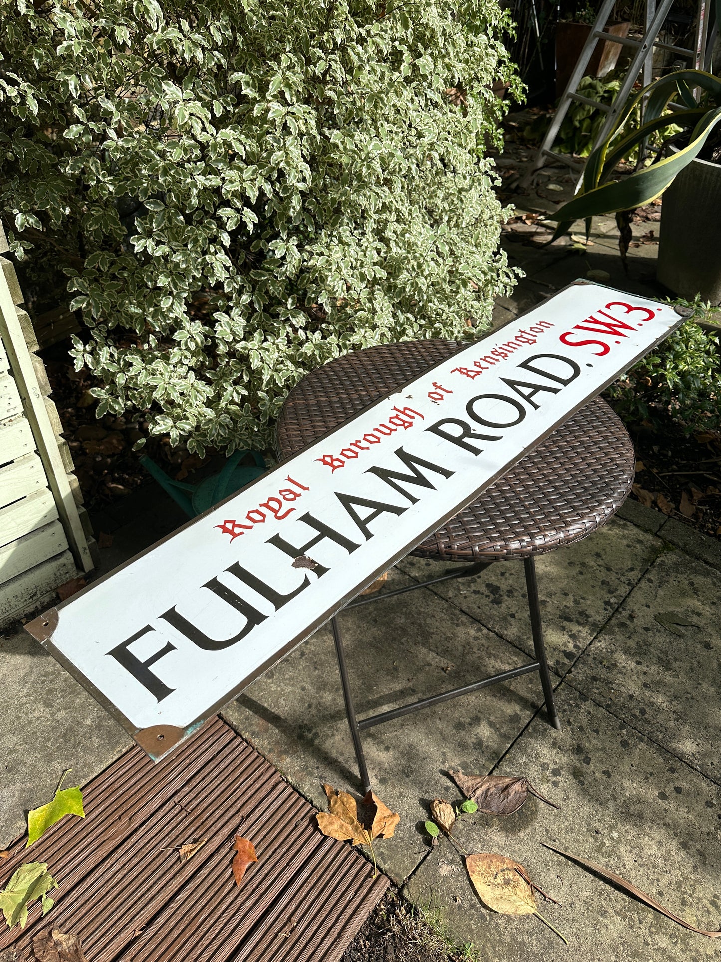 FULHAM ROAD SW3 - Original Road Sign from 1960s-80s - One off Antique - Great condition