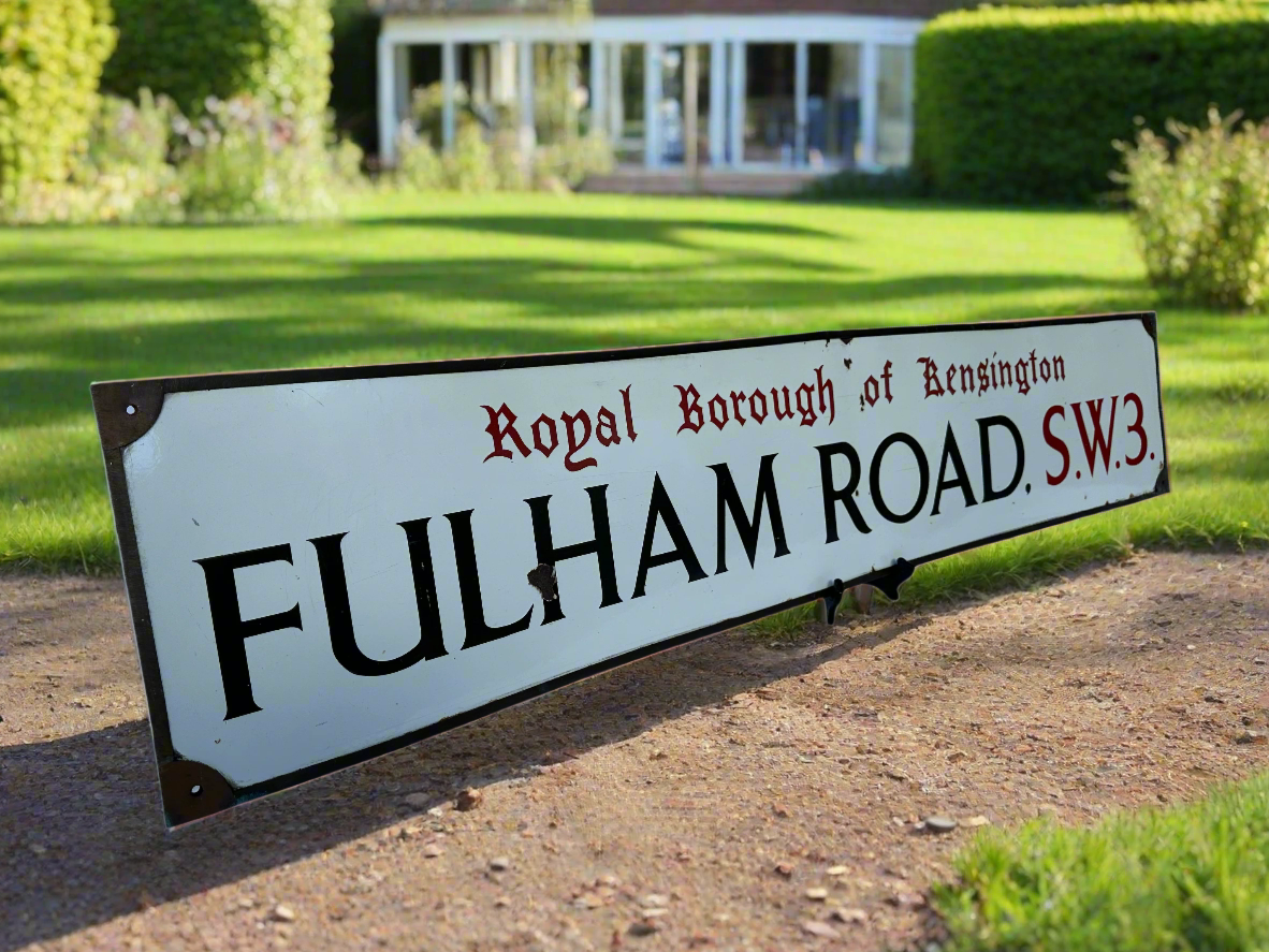 FULHAM ROAD SW3 - Original Road Sign from 1960s-80s - One off Antique - Great condition
